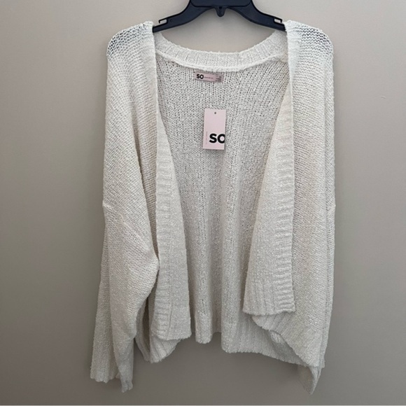 SO Sweaters - SO Women’s Plus Size Open Front Ivory Off White Sweater Cardigan